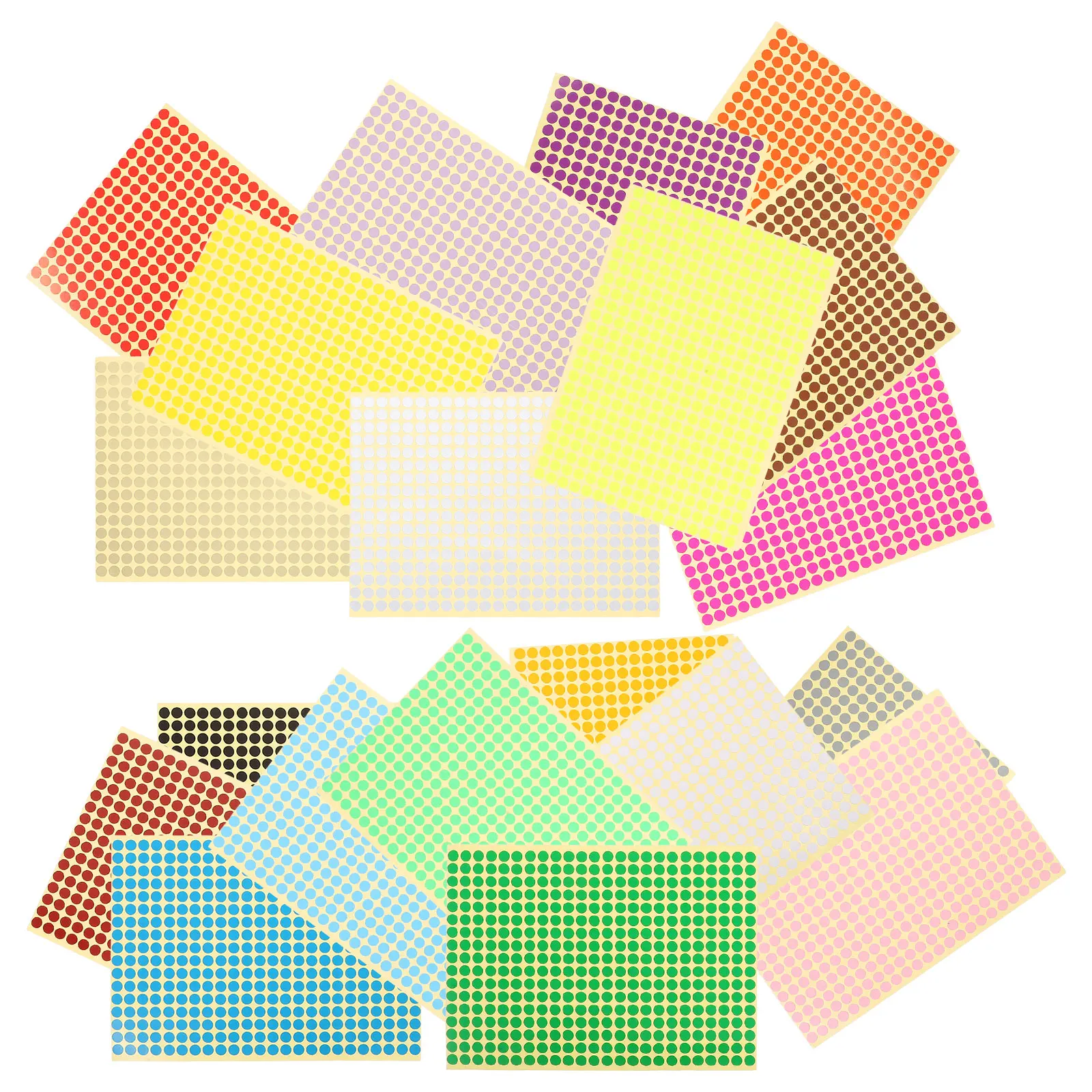 

20 Sheets Colored Dot Label Paper Small Round Stickers Adhesive Coding Labels Fluorescent Color Dots Home Organization Bedroom