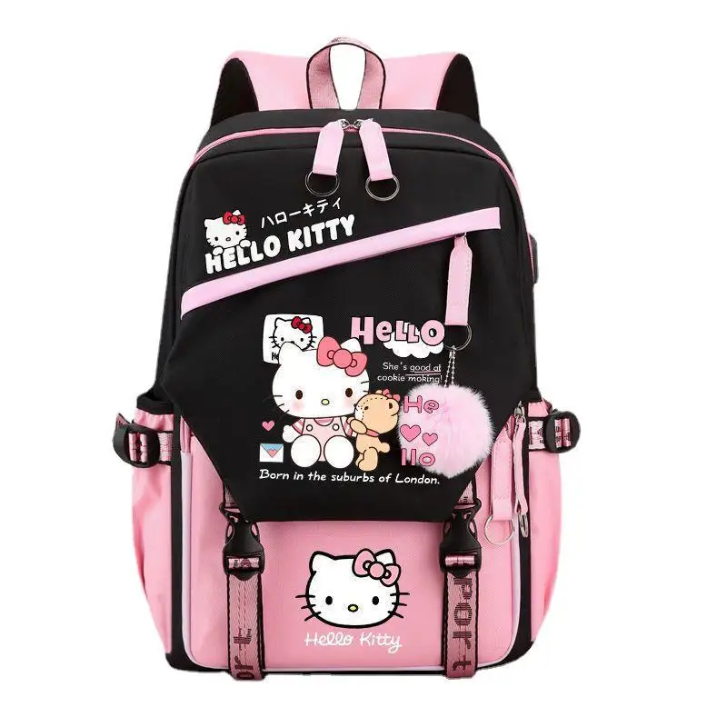 Sanrio Kurome Hello Kitty Kawaii Campus Rugzak Basis-En Middelbare Scholieren Waterdicht, Ademend En Slijtvast