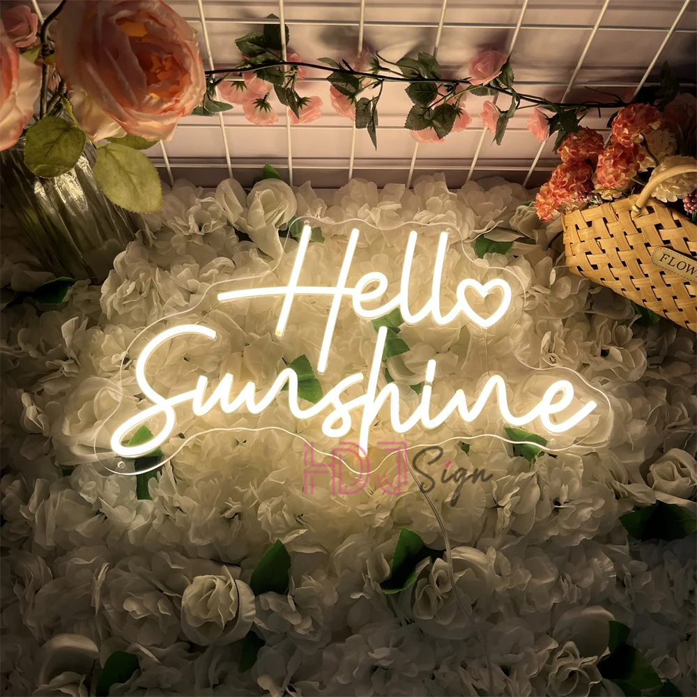 

Привет, солнечный свет, неоновая вывеска для дома, спальни, светодиодный настенный художественный декор, свадебные неоновые огни, USB, свадебное кафе, бар, вечерние украшения, светодиодные вывески
