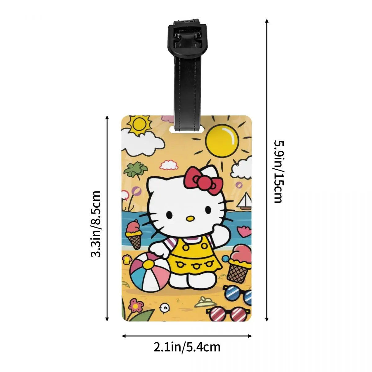 مخصص مضحك مرحبا كيتي القط الأمتعة العلامة مع بطاقة الاسم مانغا الكرتون غطاء الخصوصية معرف التسمية لحقيبة السفر