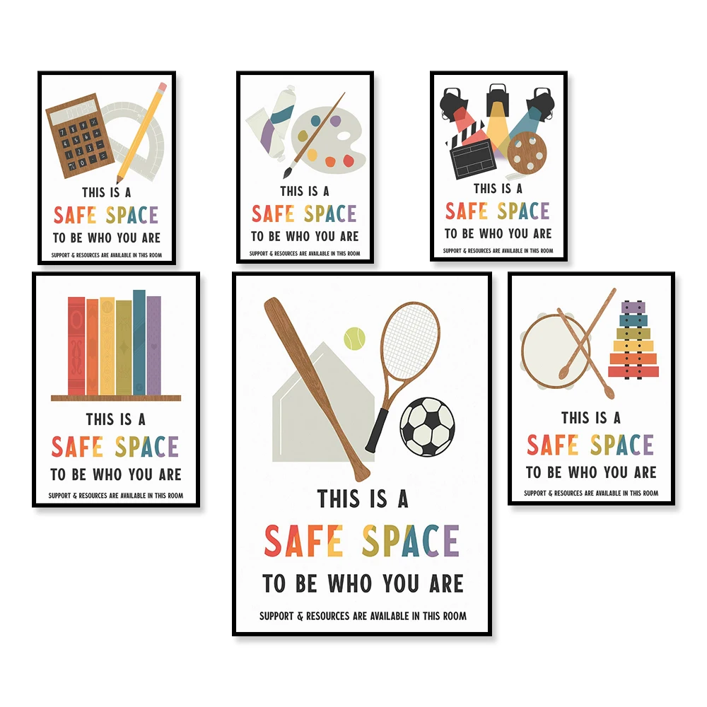 Safe Space , LGBTQ Class, Printable, Illustration, Wall Art, Classroom Decor, School Poster, LGTBQ+, Queer kids