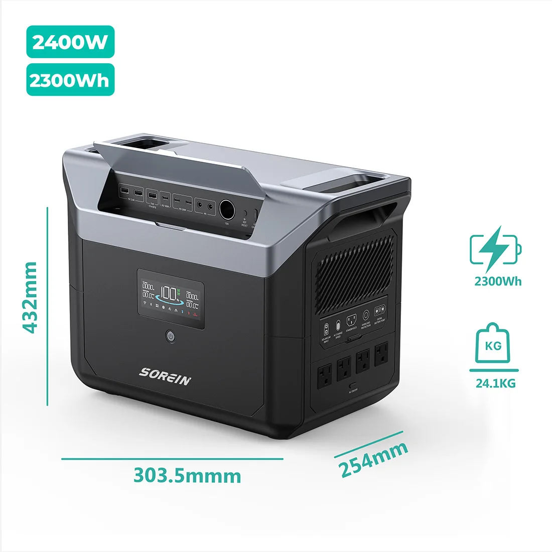 

Sorein 2400w Portable Lithium Battery Power Station Generator Solar 3000w Power Station 2000w 2000wh
