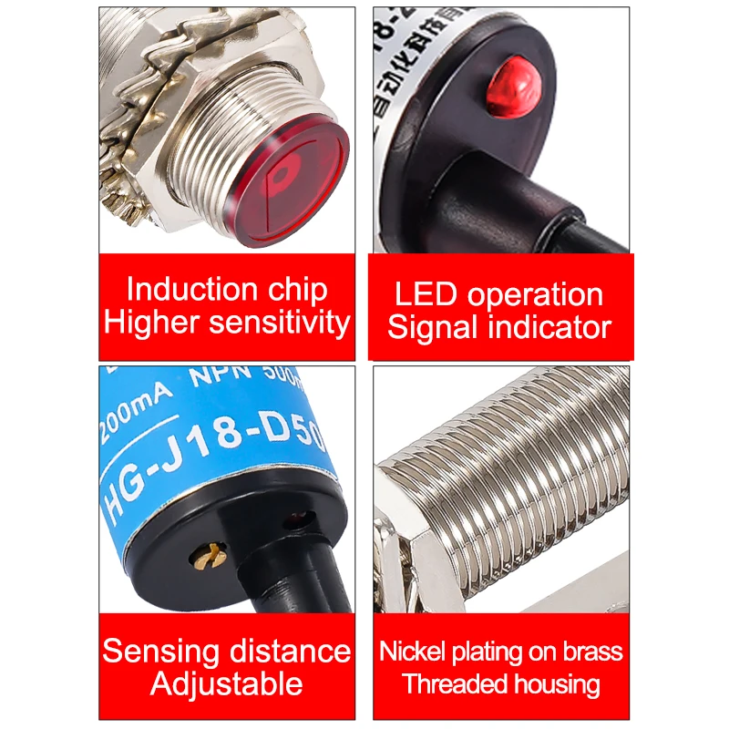 Laser Diffuse Reflection Photoelectric Switch HG-J12/18 D15 D50 M12/M18 15CM 50CM Sensing DistanceInfrared Sensor