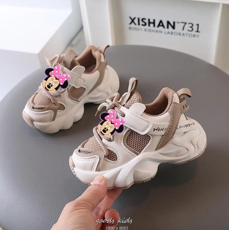 Buty Unisex buty Mickey Minnie dziecięce świetlne tenisówki białe dziewczynki chłopcy oddychający buty dla małego dziecka dzieci moda wszechstronna