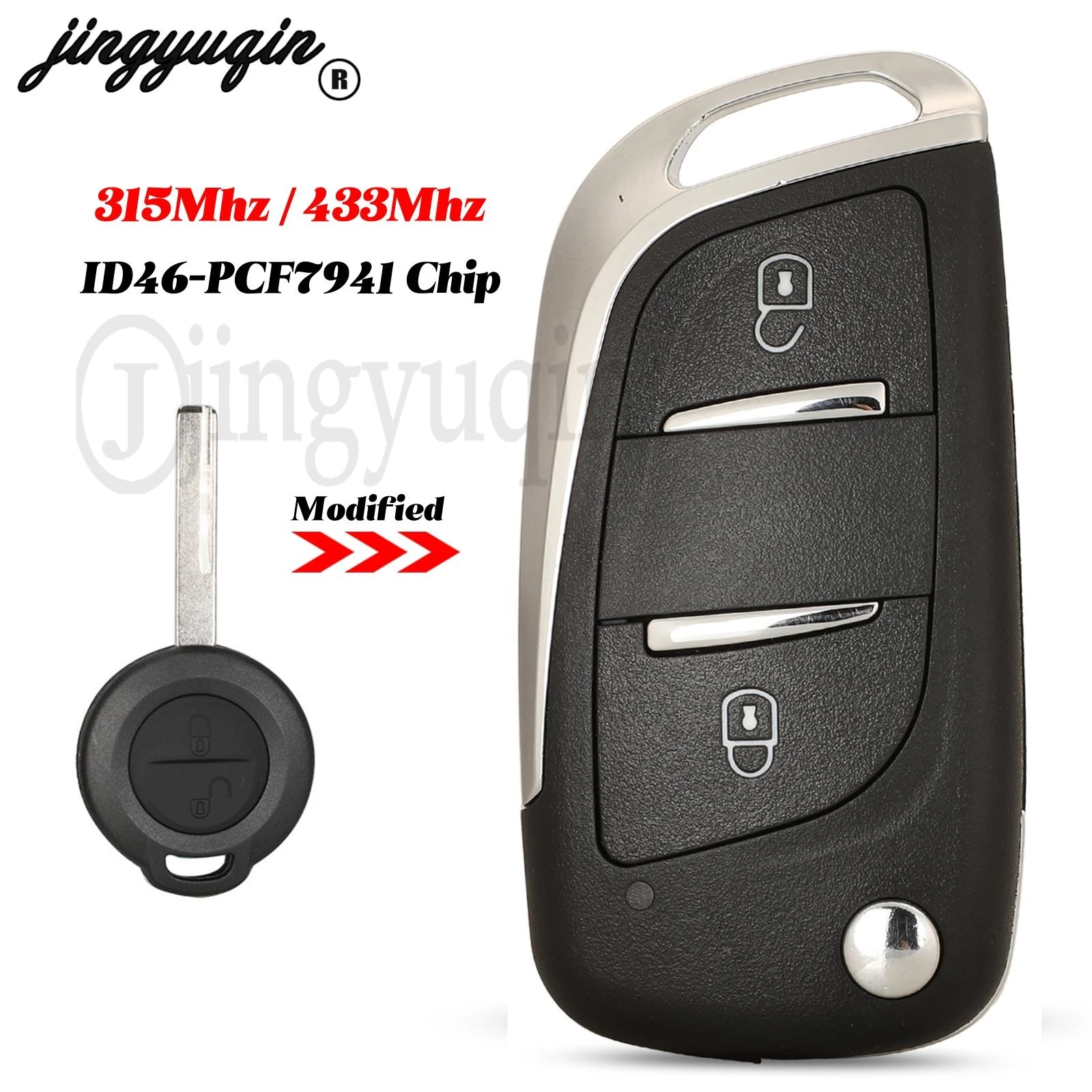 

jingyuqin Modified Car Smart Key 315/433 Mhz For Mitsubishi Colt Warior Carisma Spacestar For Smart Transmitter 2 Buttons