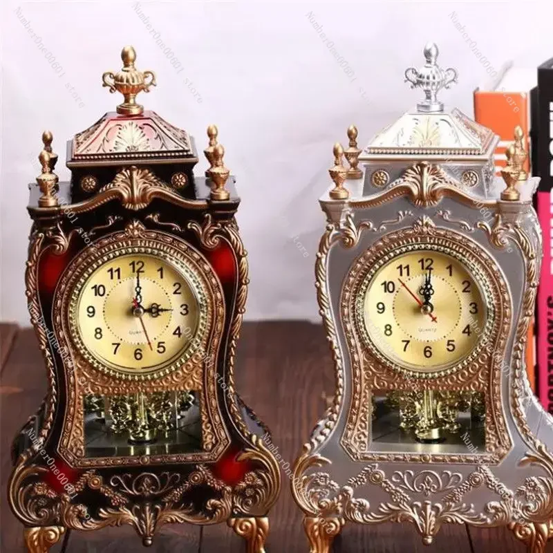 Antique Clock Tower Desk Clock Creative Classical Decoration Pendulum Clock