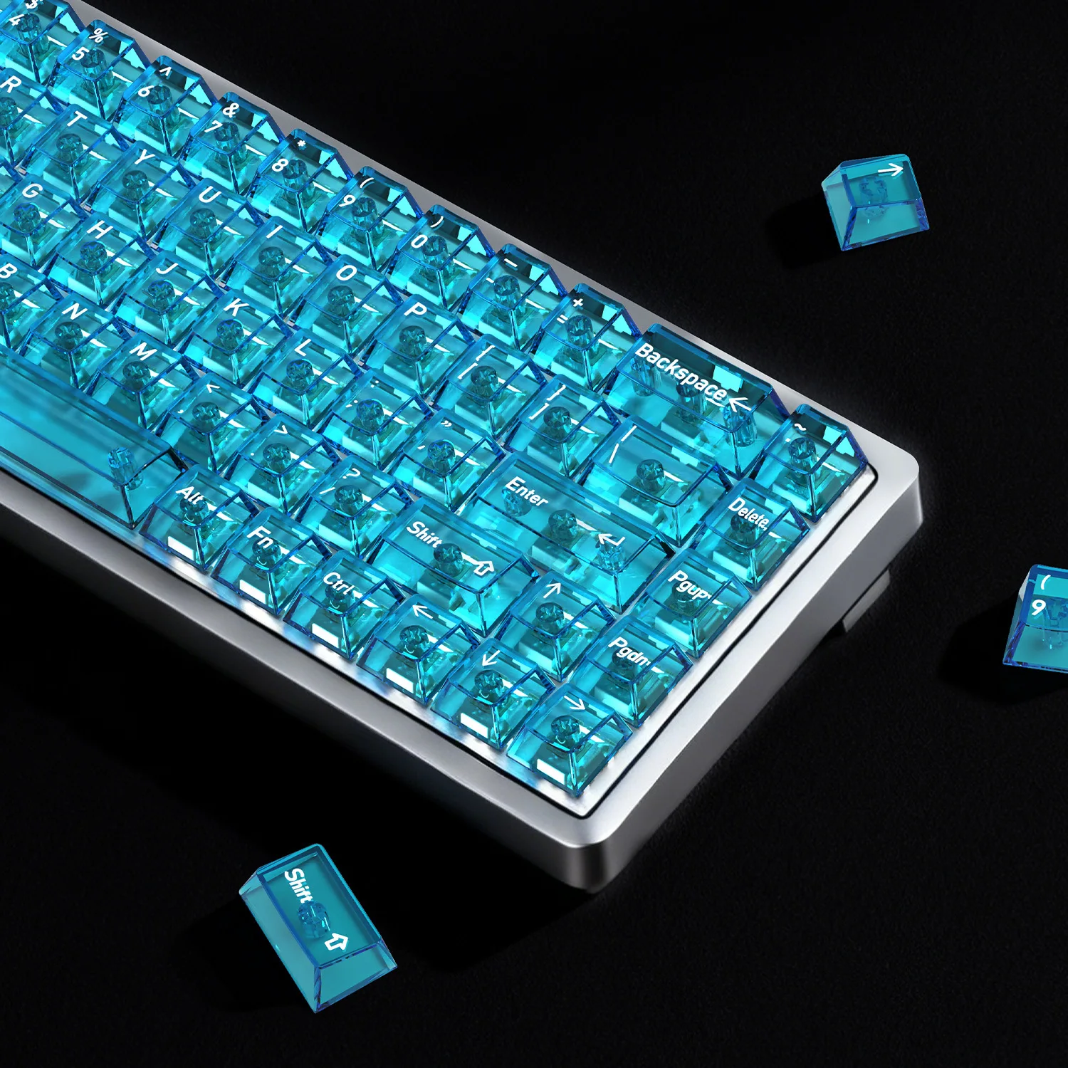 Clear Transparent Keycaps Red Blue White Cherry Profile PC Keycaps for Mechanical Keyboards DIY 60 70 80 90 100 Korean Key Caps