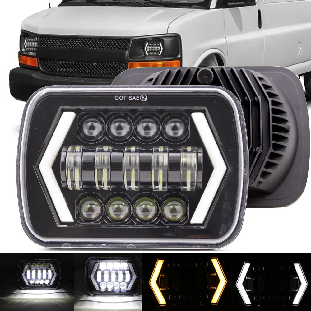 

Square 7inch Turn Signal Universal 6500k 90w Off Road Led Headlamp Waterproof Durable Car Light Car Accessories Led Headlight