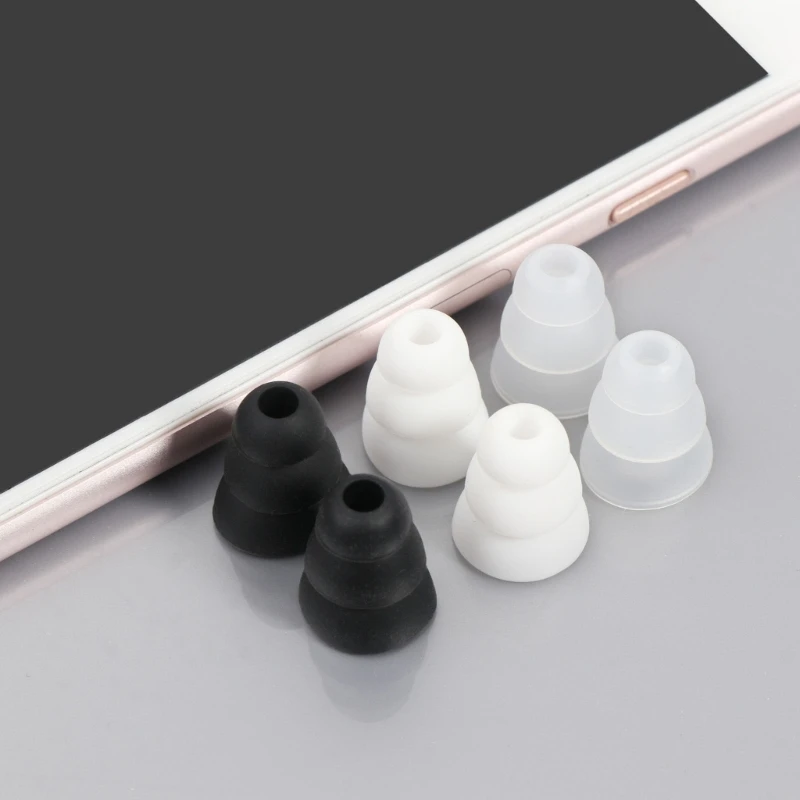 Triple Flange Eartips Eargels Earpads Ear Tips Silicone Bud Eartip for Inside Diameter 3.8mm-4.5mm In-Ear Earphone