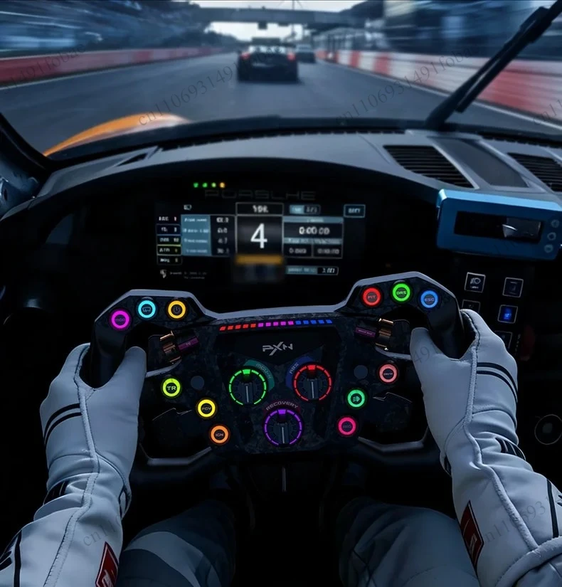 Quick Detachable Sim Racing Wheel Carbon Fiber Shift Paddles RGB Custom Keys Gaming Steering Wheel For PC