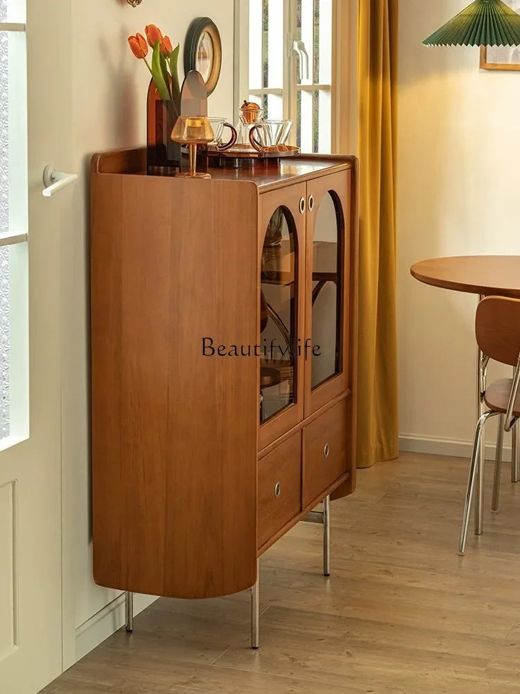 

FG10Solid Wood Living Room Locker Wall Home Storage Glass Tea Cabinet