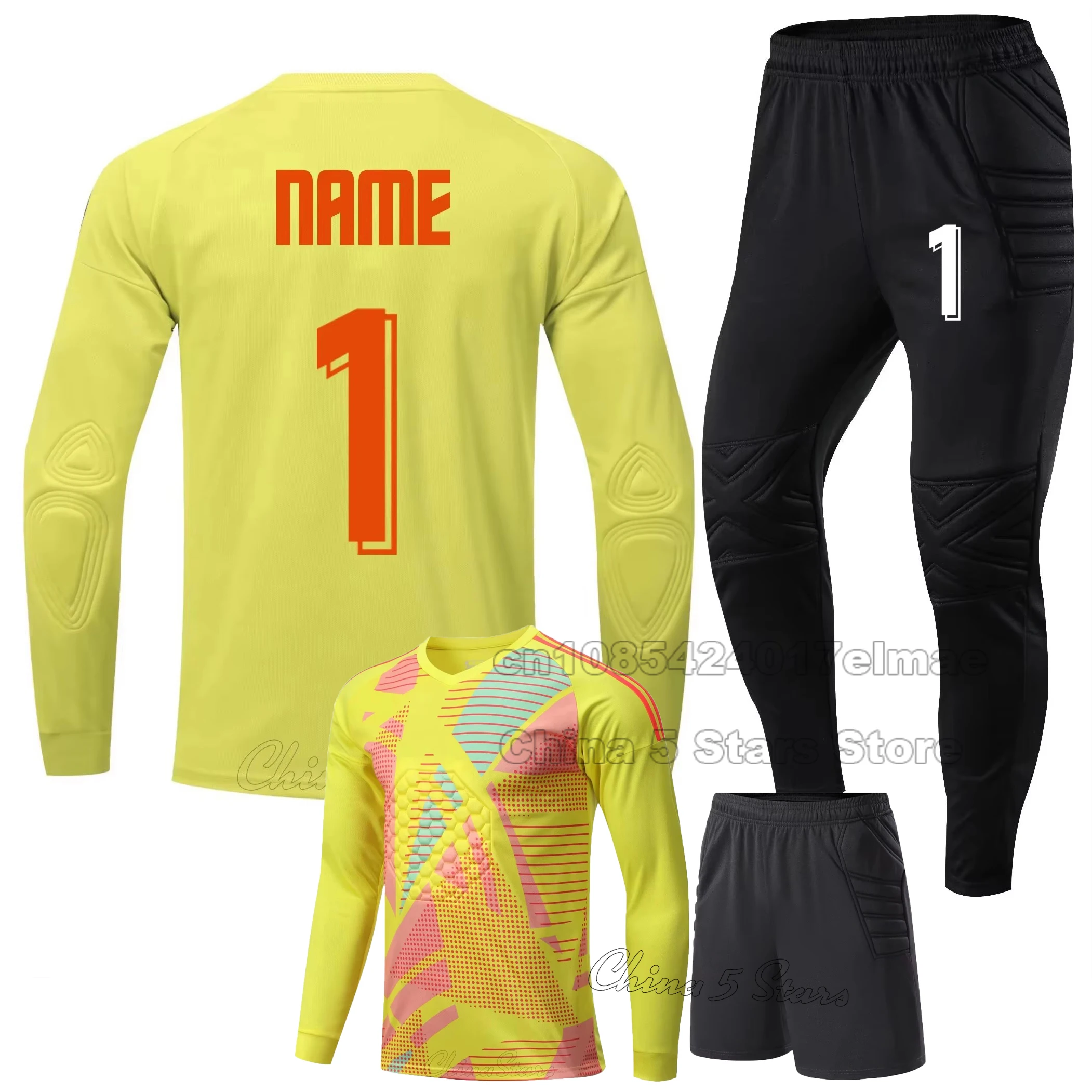 New Men Boys Soccer Goalkeeper Uniforms Protective Sponge Women Athlete Football Training Goalkeeper Top Soccer Jersey Pants