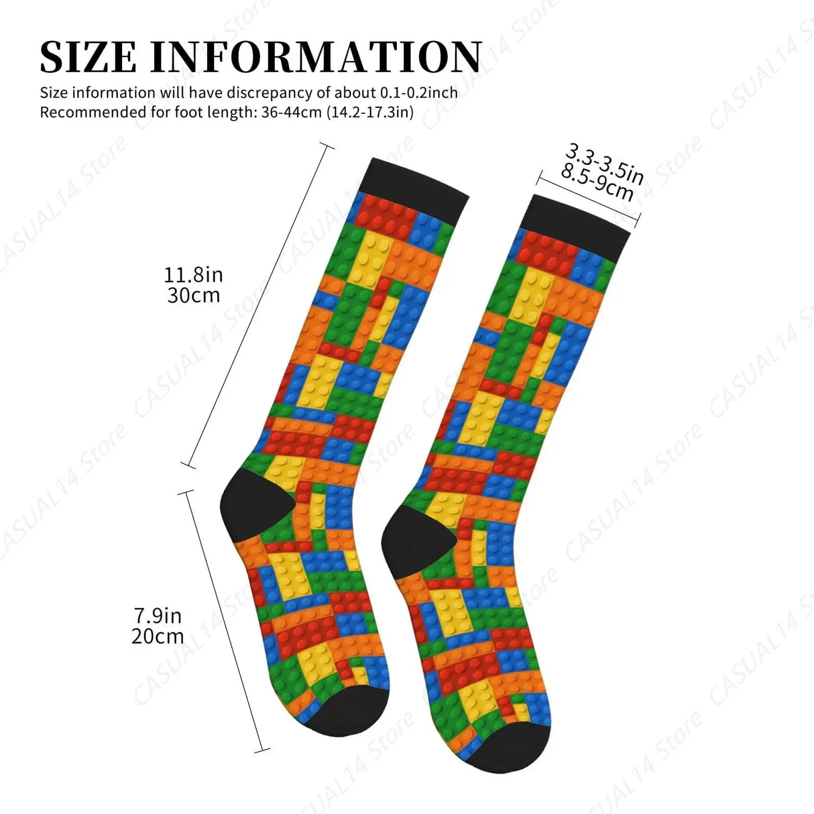 Building Blocks Compression Socks Calf Knee High Support Socks Novelty For Women Men Athletic Running Hiking Nurse