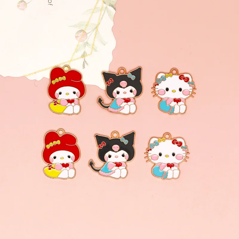 14/70 قطعة من الأقراط الكرتونية الثلاثية، أقراط زيت كورومي كاتي كات بالتنقيط، إكسسوارات ذاتية الصنع، أقراط على شكل حيوانات، المعلقات #4