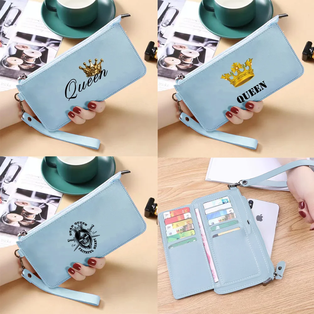 

Длинный кошелек с зажимом для денег, новый модный карманный кошелек для хранения банковских карт, серия Queen Printing, многофункциональная сумка для кредитных карт