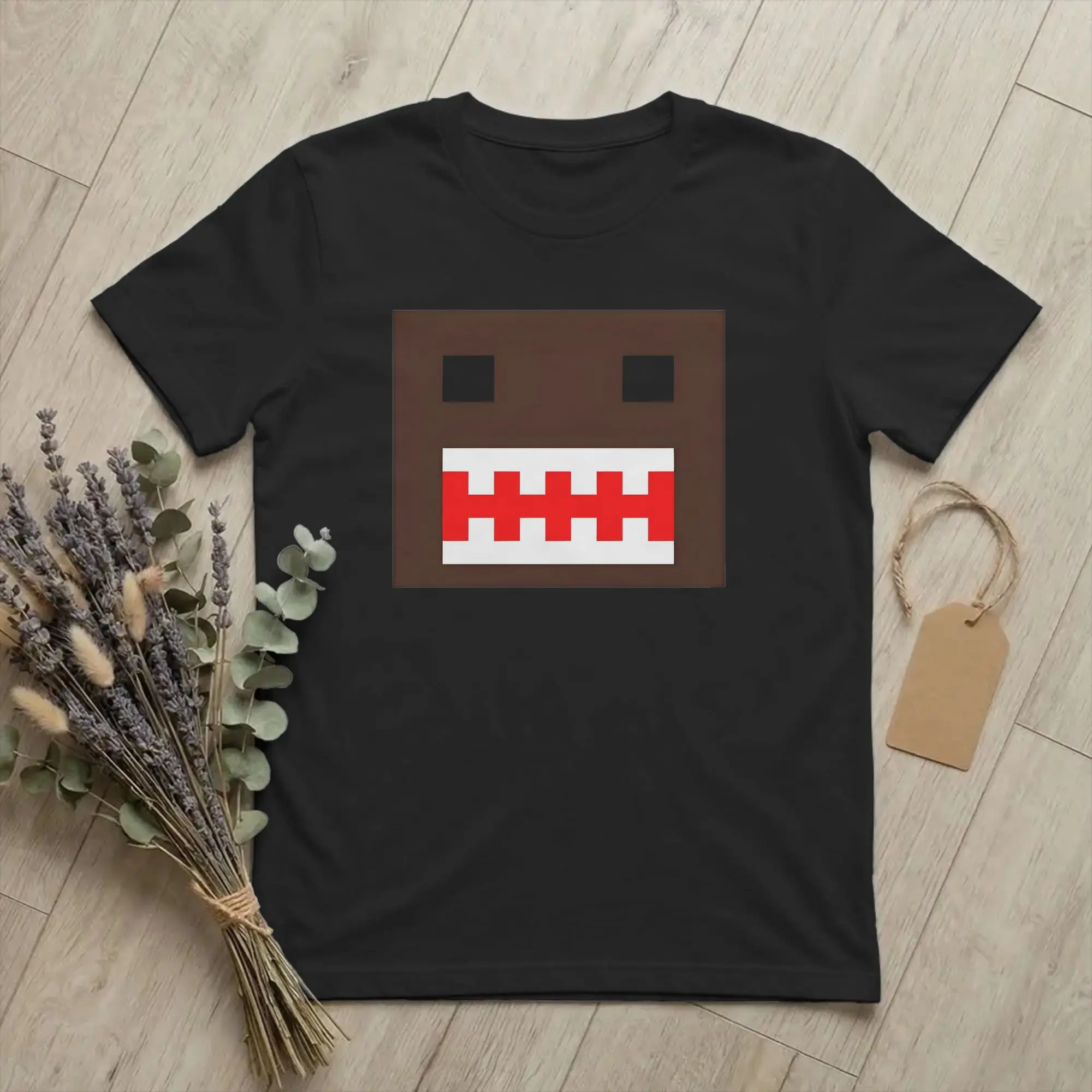 PIXEL Domo Kun Doll Face Men T Shirts Cute Funny Funny Tees Short Sleeve Crewneck T-Shirt Pure Cotton Gift Idea Tops