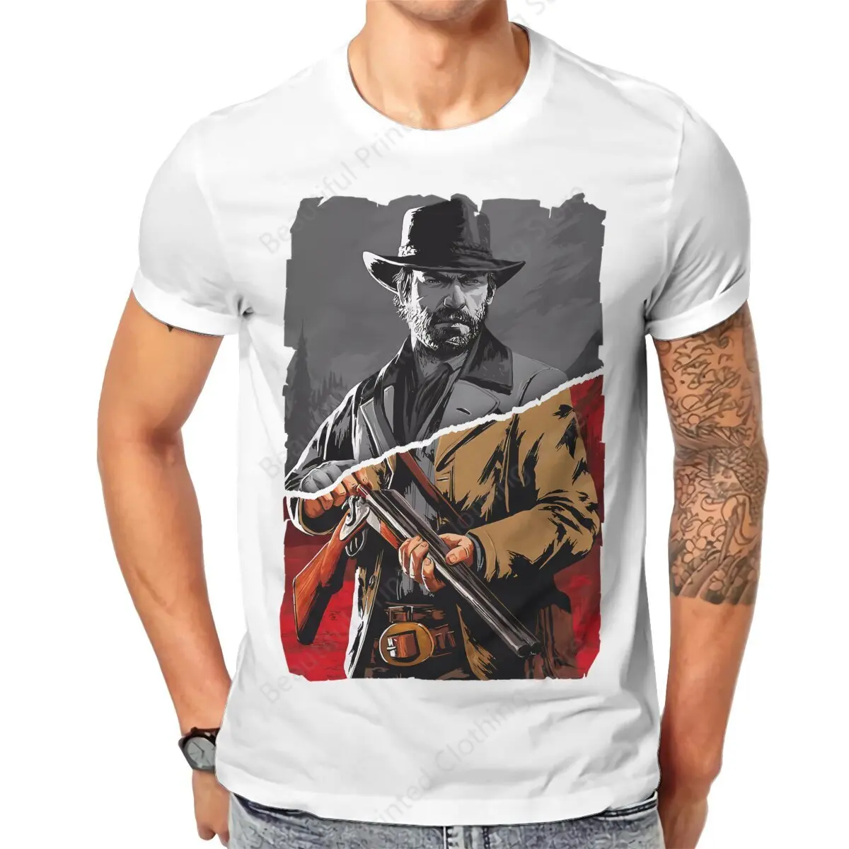 100% Cotton Red Dead Redemption 2 Game T-shirt Arthur Morgan Print Breathable Men's Women's T-Shirts Street Short Sleeve