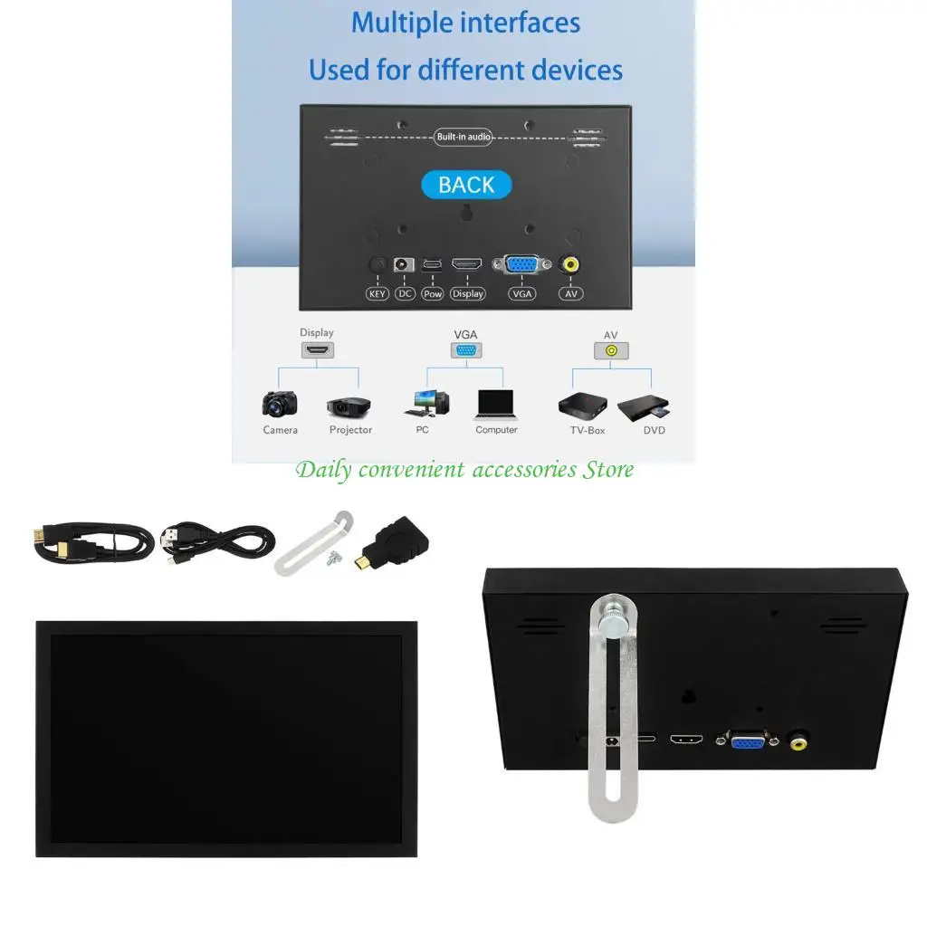 

97QB 7-дюймовый технологический монитор Яркие цвета HDTV-совместимый VGA AV-входы Широкая совместимость для электронных проектов