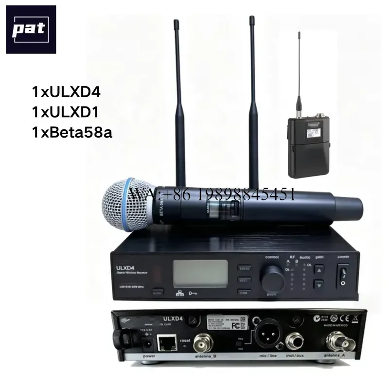 WMWMNU PAT ULXD4+Beta 58a+ULXD1 Dynamic Wireless Handheld Microphone Set with Noise Cancelling