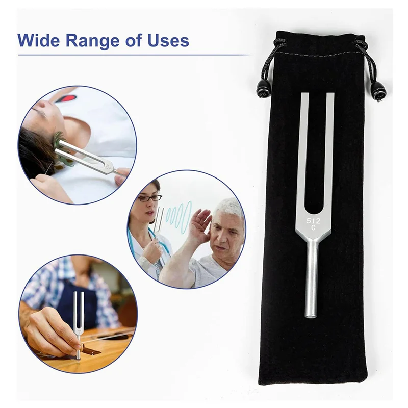 2 diapason in lega di alluminio, diapason 512 Hz con martelli per test del sistema nervoso Terapia curativa del suono-A78G