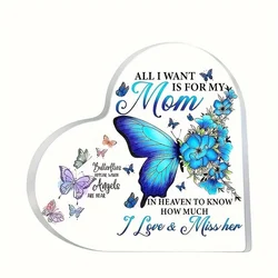 1pc, Acrylic Heart Plaque, Mother's Day Gifts Desktop Ornament, Mother's Day Table Decor, Gifts To Mom, Celebration Decor