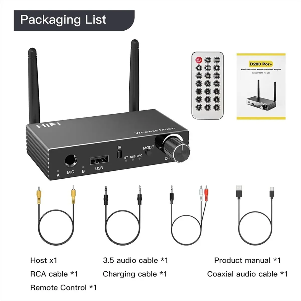 Bluetooth 5.3 Audio Adapter Receiver, TV Bluetooth Transmitter, Wireless Audio Adapter for Home Stereo/Headset/Speaker-ABWO