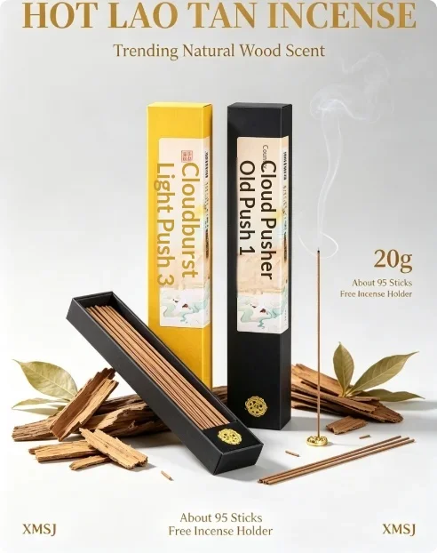 Trending Lao Tan Incense Set,Natural Sandalwood Agarwood Sticks 20g About 95 Sticks Warm Woody Scent for Home Meditation Yoga