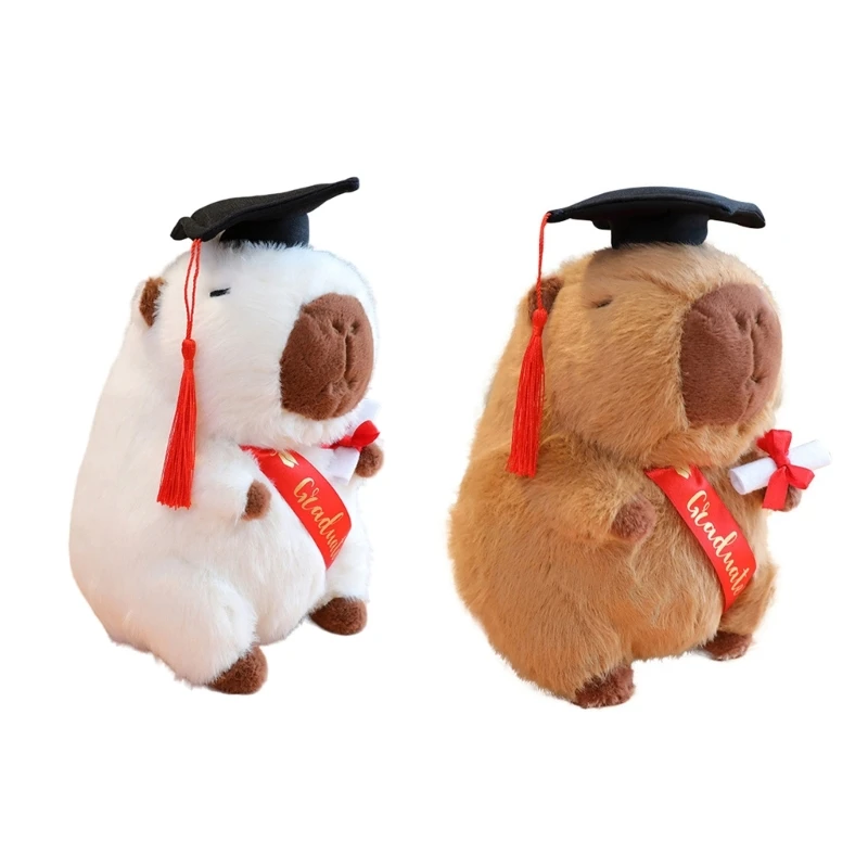 

Cartoon Plush Toy Realistic Dress Up Capybara for Girl Stuffed Pillow Sleeping Toy Graduation Ceremony Kids Gift D5QF