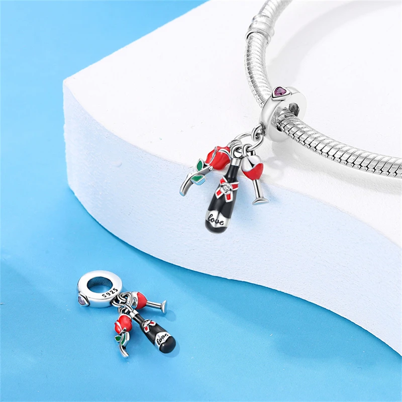 Original S925 Silvering High Heels Lipstick Perfume Bottle Charms Pendant Beads For DIY Bracelet Women Party Jewelry Gifts image 5