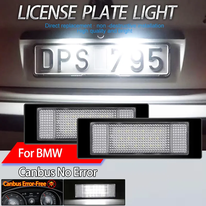 

2Pcs Canbus No Error For BMW 1Series E81 E87 E63 E64 M6 E85 E86 Z4 F12 F13 F20 K48 MINI R60 R61 LED License Plate Lamp Car Light