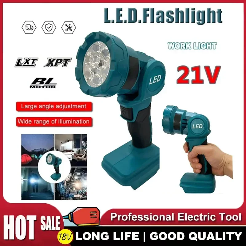 

Fit Makita Cordless LED Work Light Rechargeable Flashlight 18V Battery Power Tools Indoor Outdoors Night Searchlight Tool
