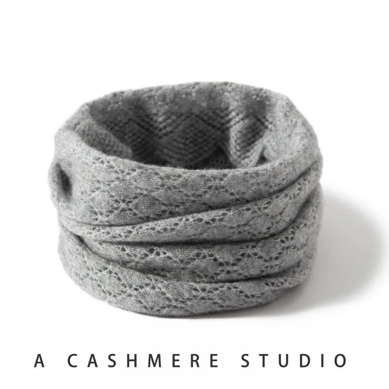 Women's Knitted Cashmere Neck Warmer Hollow out Design Winter Neck Protection Cozy Fake Collar Warm White Versatile Style