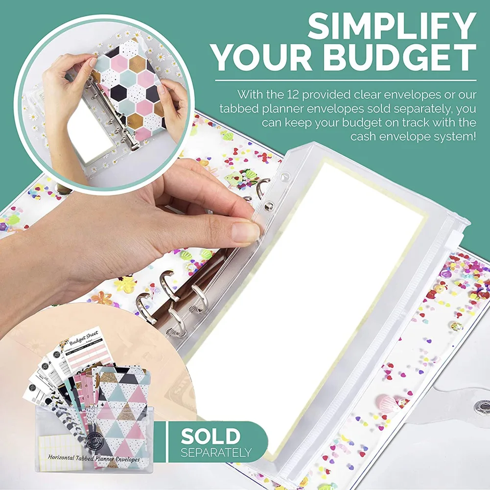 A6 Binder,Budget Binder,Used for Budgeting,Budget Planning Notepad, Cash Envelope Binder, Pink with Budget Envelope jasmine