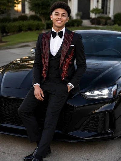 Elegante Men's Slim Fit 2-Piece Tuxedo One Button Fashion Jewelry Decorated Customized Suits for Wedding Groom Business Prom