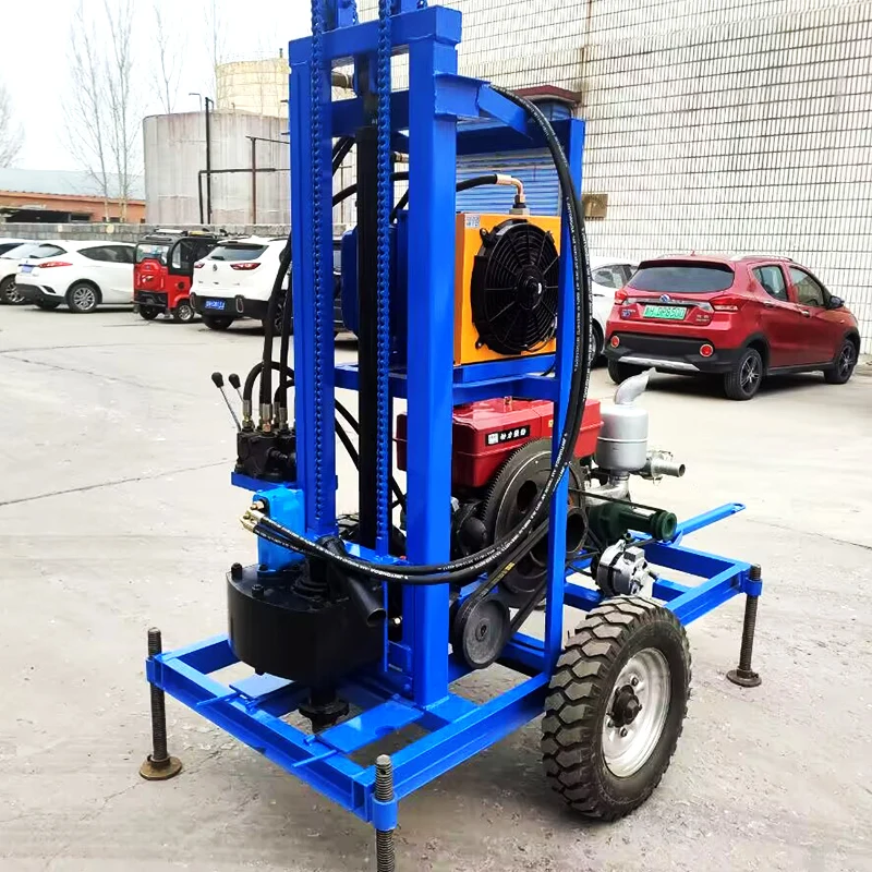 Customized water well drill rig this drilling machine with crawler tracks and 30HP hydraulics drills 150m in rocky soil