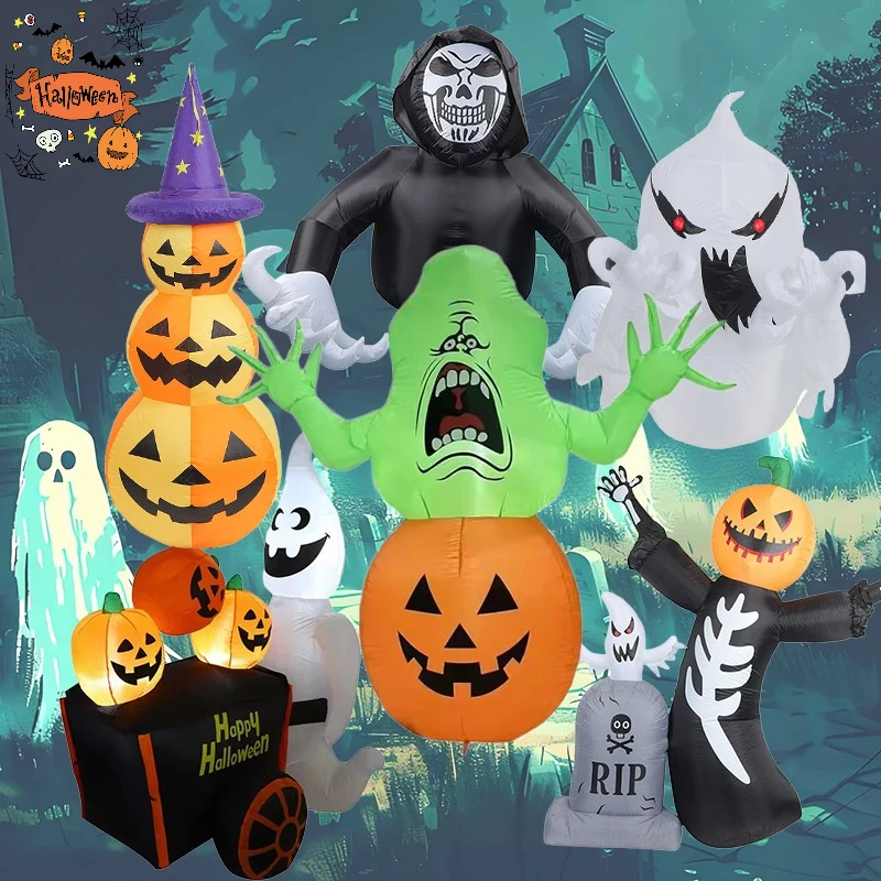 

Halloween Inflatable Toys Model Grim Reaper Spooky Ghost Decortions with LED Lights Outdoor Garden Decor Home Yard Festival