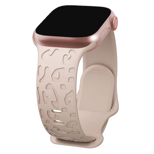 Correa grabada para Apple Watch, banda de 44mm, 40mm, 45mm, 49mm, 41mm, 38mm, 42mm, pulsera de silicona de leopardo para iwatch series 7 se 3 6 8 ultra