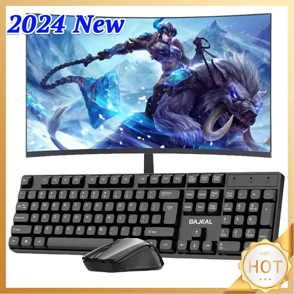 2024 New 2.4G Wireless Keyboard and Mouse Combo USB Receiver Silent Full-Size Mouse and Keyboard Set For Game PC Player