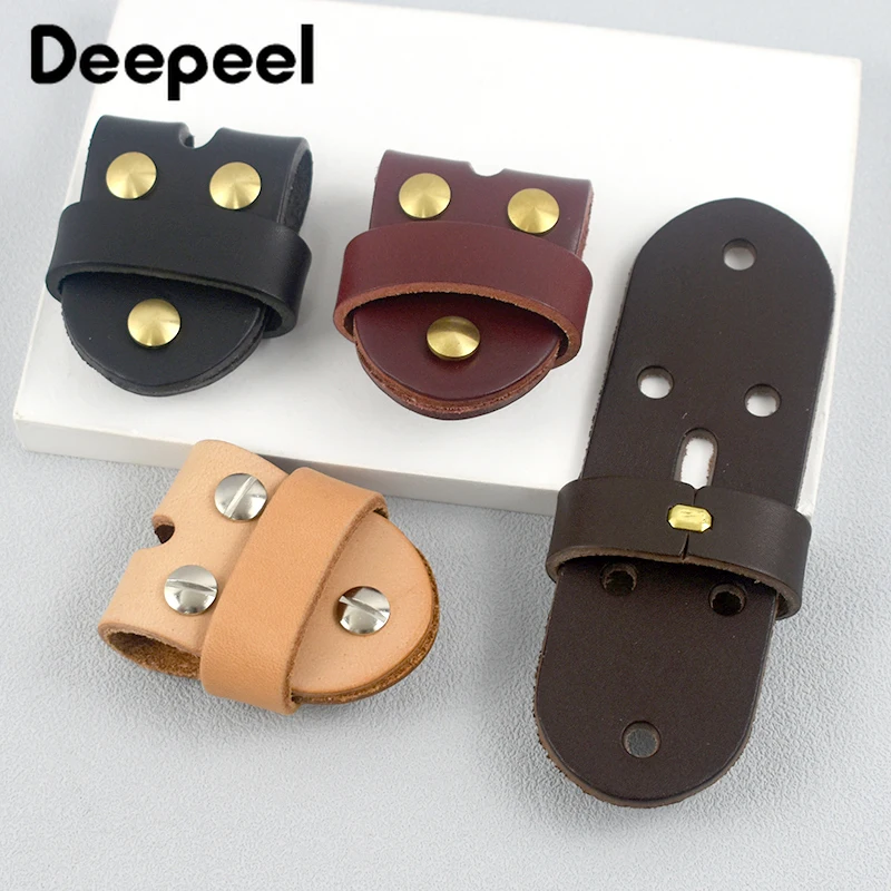 Deepeel Men's Belt Connection Leather Belts Pin Buckle Head Connect Loops Solid Brass Rivet Clasp DIY Leathers Craft Accessories