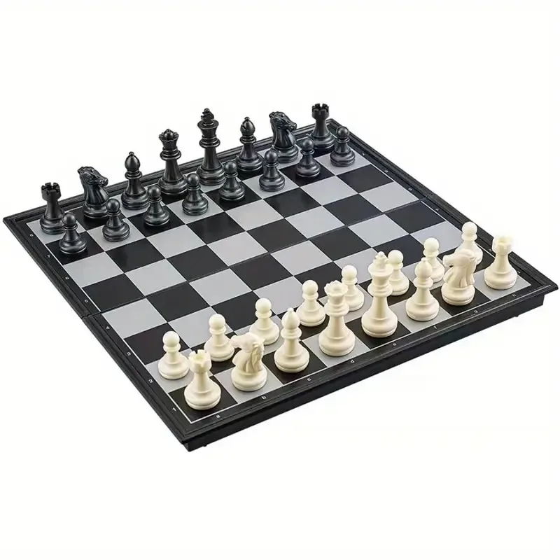 1pc Foldable Magnetic International Chess Set With Plastic Chessboard Board Game , Ideal Tabletop Game For Family, Gathering