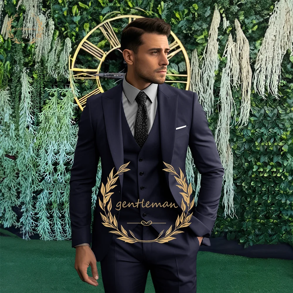 Men's Notch Lapel 3-Piece Suit – Premium Custom Craftsmanship for Banquets, Social Events & Formal Occasions