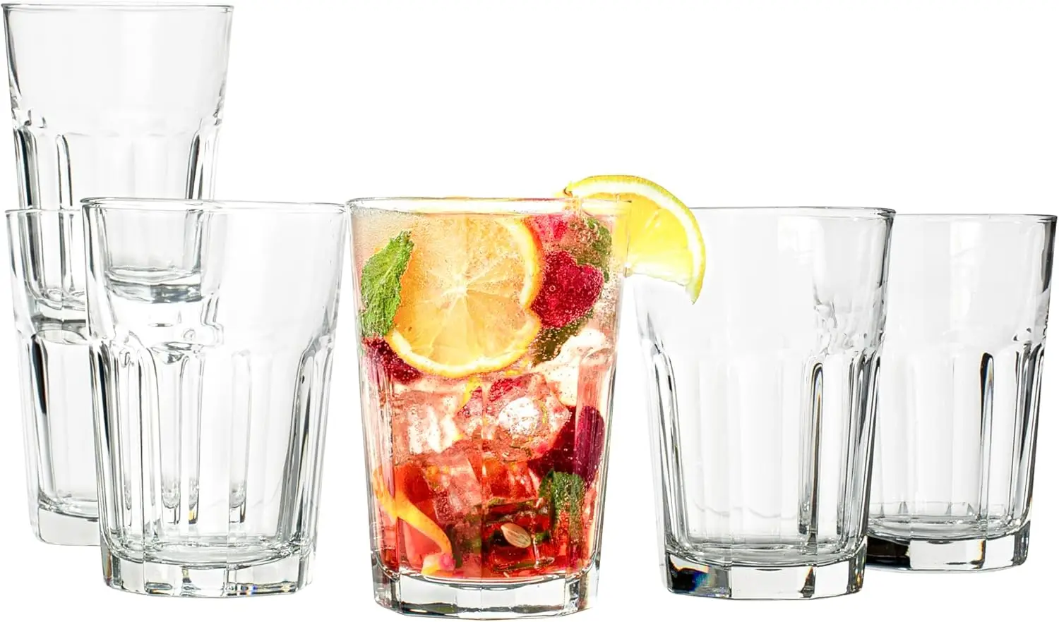 

Drinking Glasses, 11.5 Ounce Glass Cups, Durable Glasses Drinking Set of 6, Stackable Water Glasses