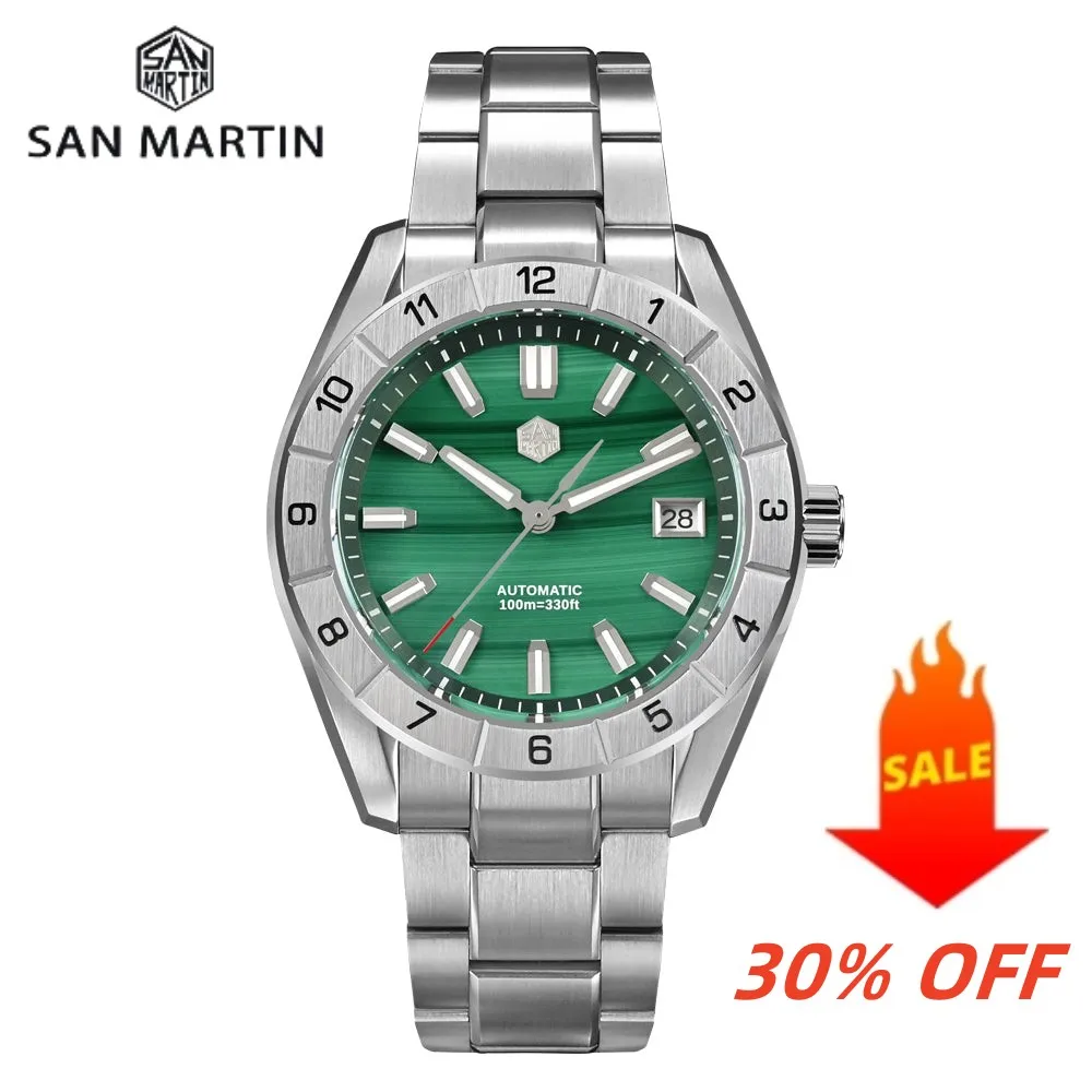 

San Martin New 42mm Peacock Gemstone Dial NH35 Luxury Men Watch Automatic Mechanical Sapphire 100M Waterproof Luminous SN0130