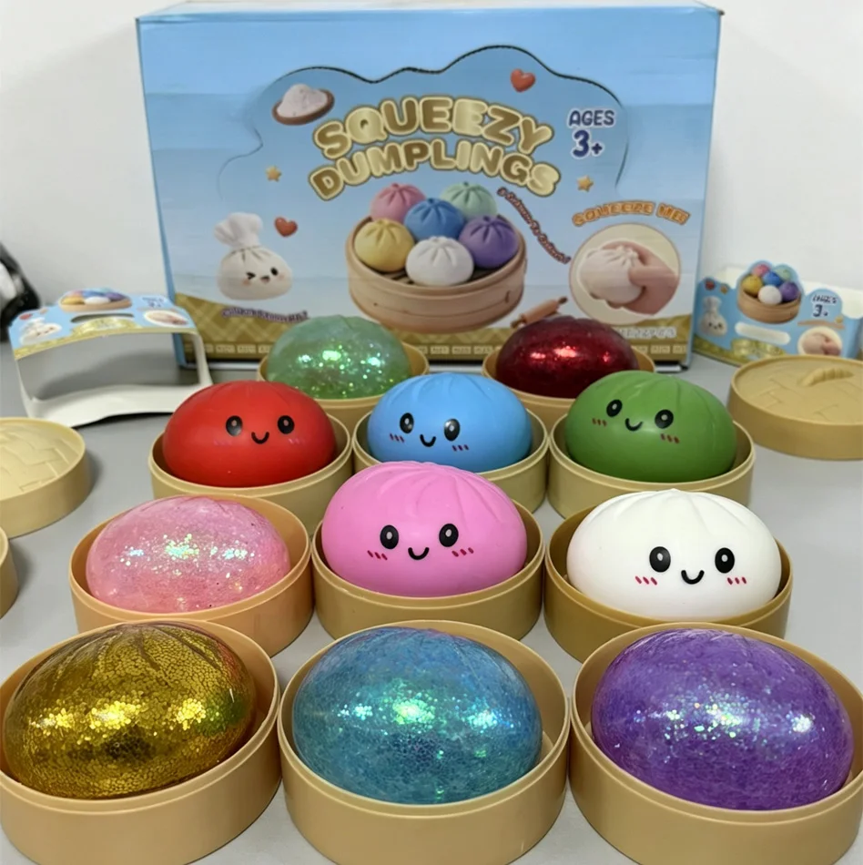 

Blind box Glitter Dumpling And Colorful Dumpling Squishy Mystery Box Dumplings Sensory Squeeze Toy for Stress Relief
