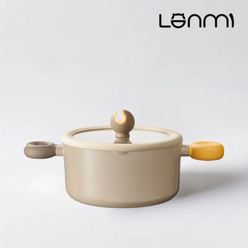 

LANMI 22CM Double Ear Bell Soup Pot Aluminum Alloy Stew Pot Limited Edition Soup Pot Daily Use Soup Pot for Busy Family