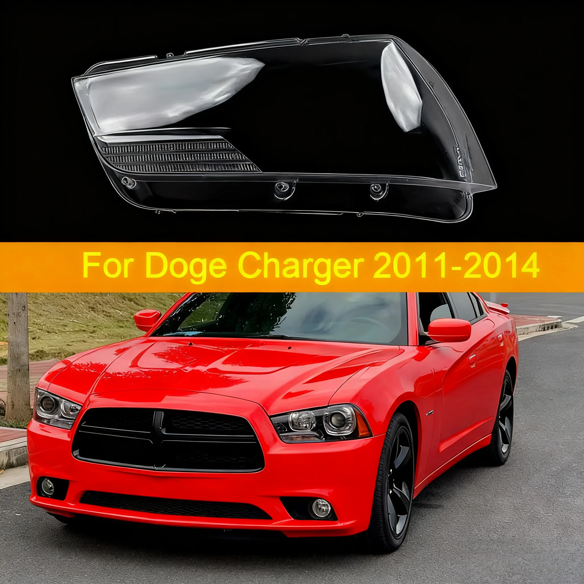 

For Dodge Charger 2011-2014 Headlight Cover Transparent Lampshade Lamp Lens Headlamp Shell Auto Replacement Parts