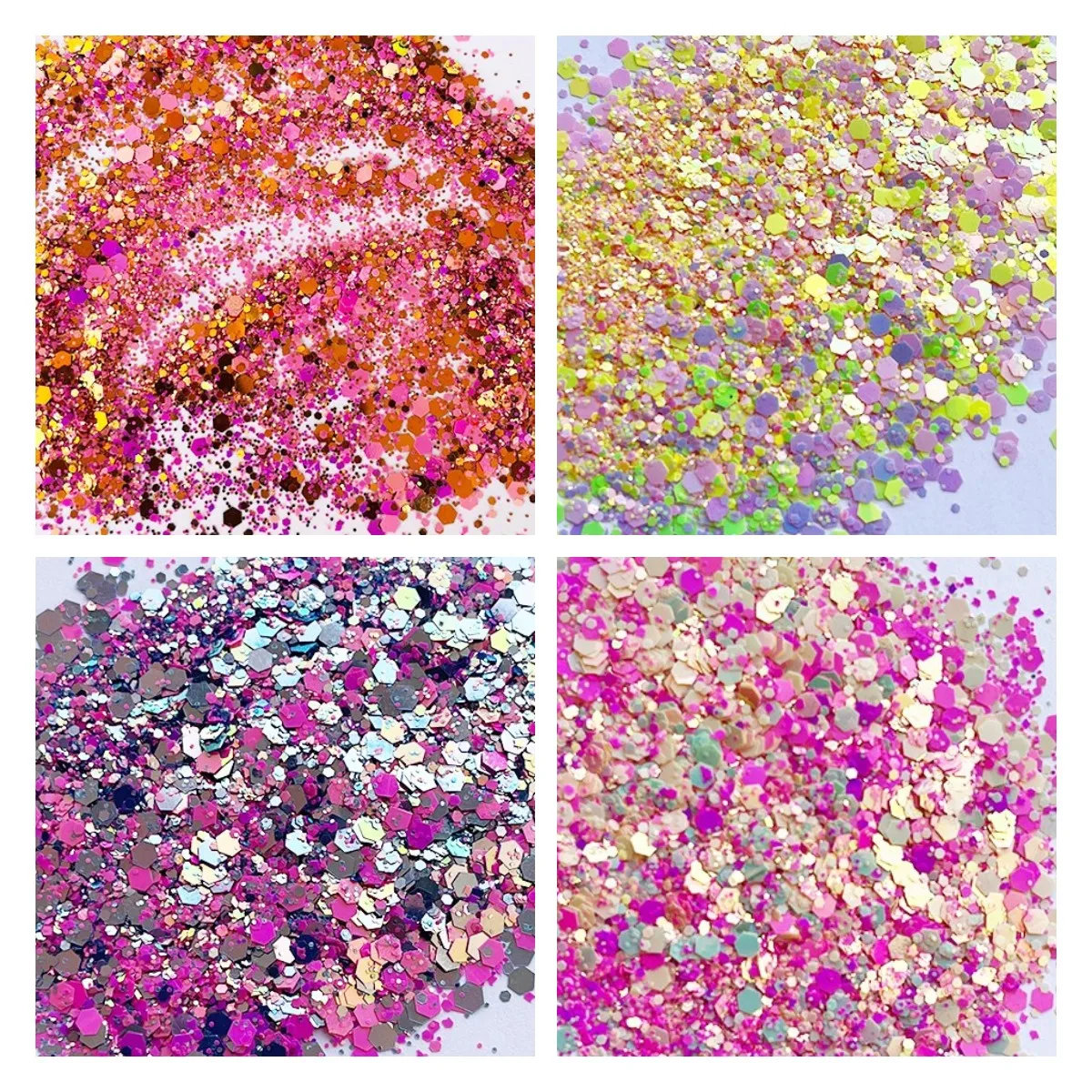 

50g Mix Color Glitter Hexagon Different Size Candy Multicolor Tumbler Cup Sequins For Eye Face Crafts Nail Art Chunky Powder