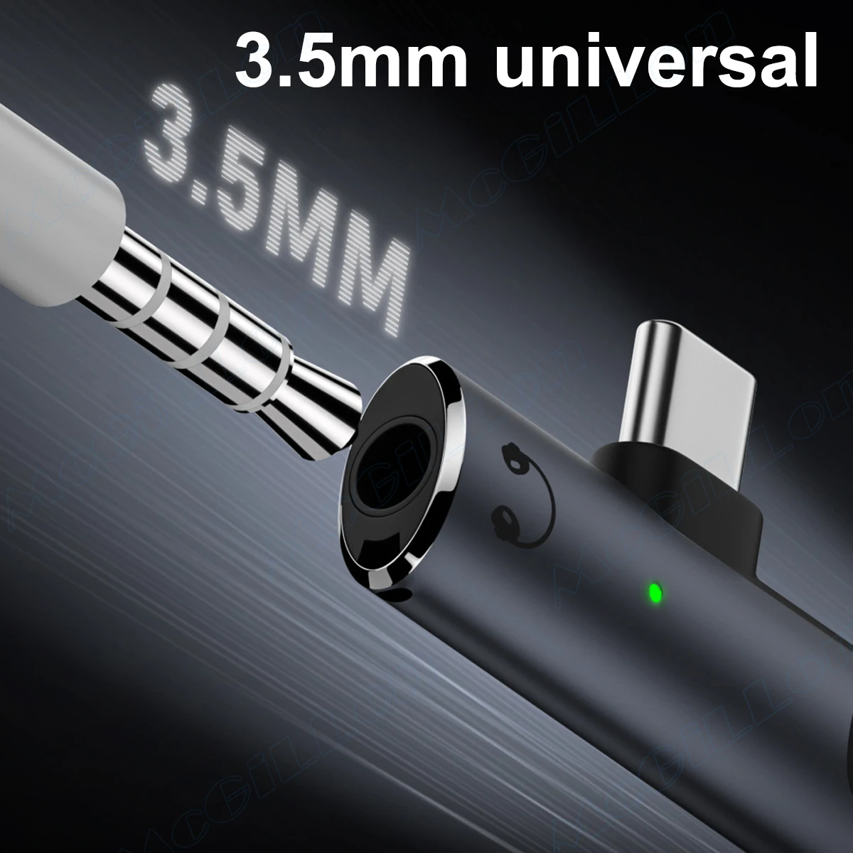 Picture 6: 2 in 1 USB Type C To 3.5mm Headphone and Charger Adapter PD 100W Audio Aux Adapter USB C Splitter for Xiaomi Huawei iPhone 17 16