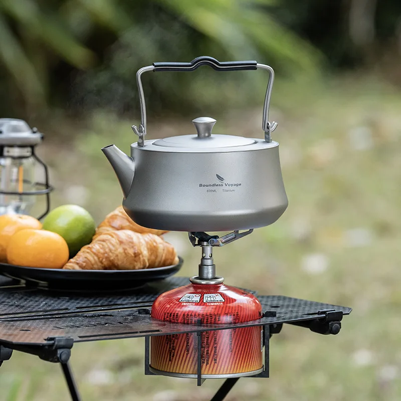 Pure titanium kettle with filter outdoor camping teapot coffee pot with anti-scalding silicone 800ml