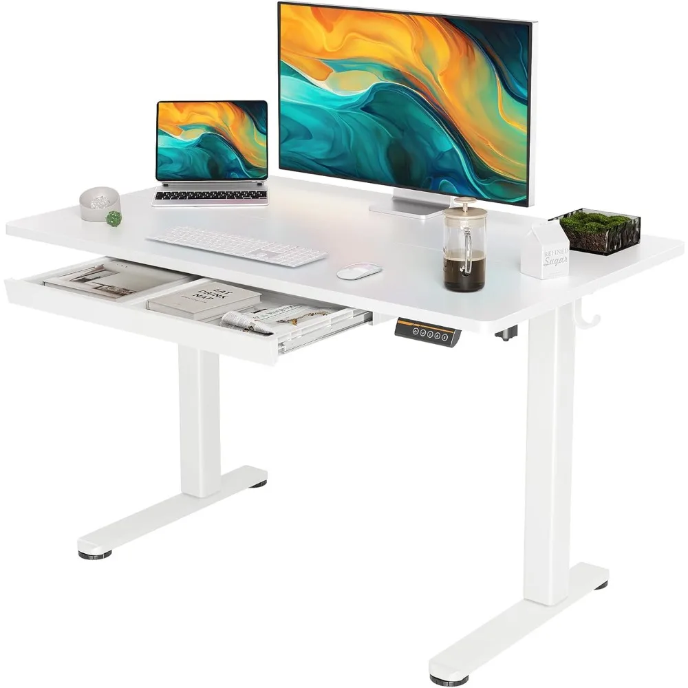 

Standing Desk with Drawers, 48 x 24 Inch Adjustable Height Stand Up Desk, Electric Sit Stand Computer Desk for Home Office